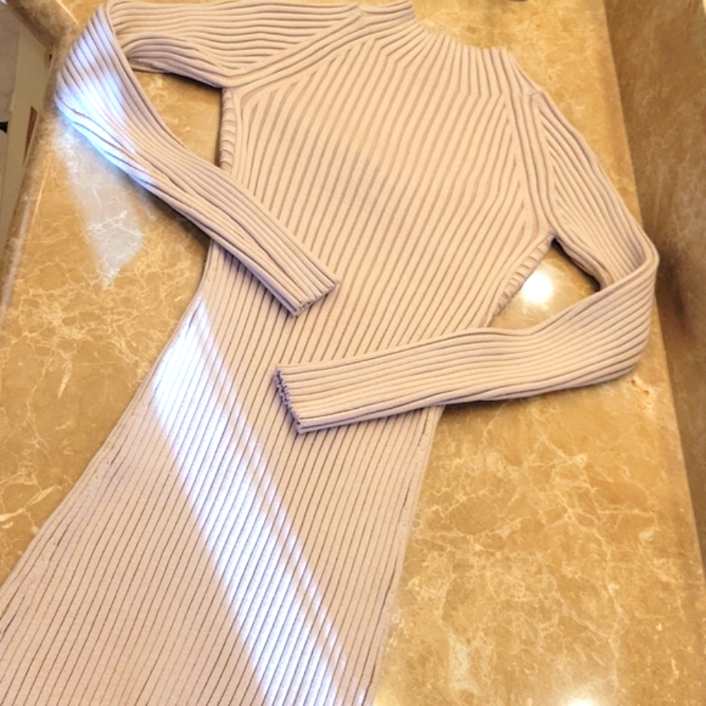 LUSH back twisted cutout ribbed sweater dress in pink nude, M - Picture 14 of 16